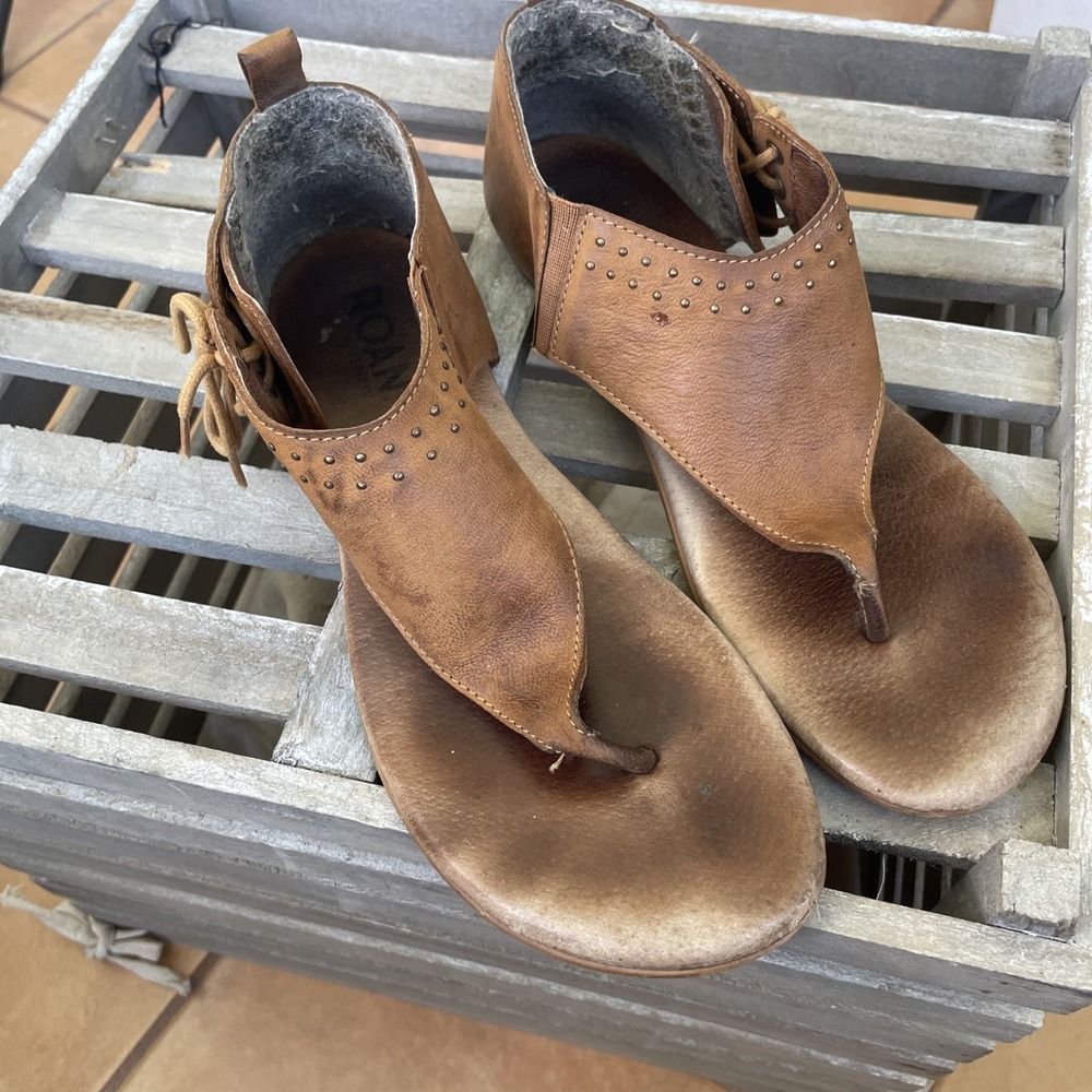 Roan By Bed Stu Xandria Bosco Tan Womens Thong Sandals Leather Sz 9.5